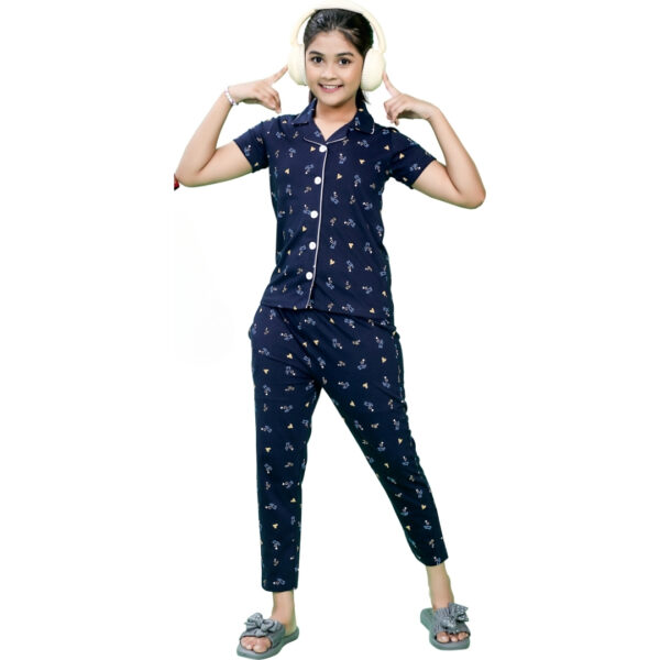 Butterfly Girls Printed Collar with Pocket Pant Set - Image 2