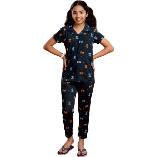 Canva Girls Printed Collar with Pocket Pant Set - Image 3