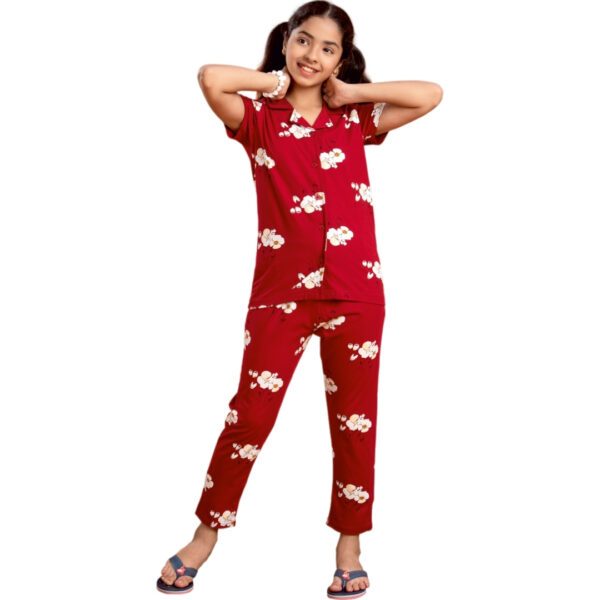 Canva Girls Printed Collar with Pocket Pant Set - Image 4