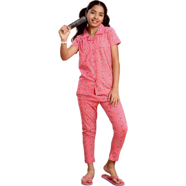 Canva Girls Printed Collar with Pocket Pant Set