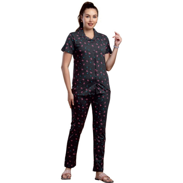 Camry Ladies Printed Collar Pant Set (Pocket) - Image 2