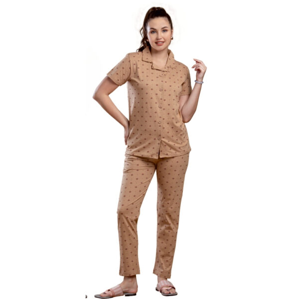 Camry Ladies Printed Collar Pant Set (Pocket) - Image 3