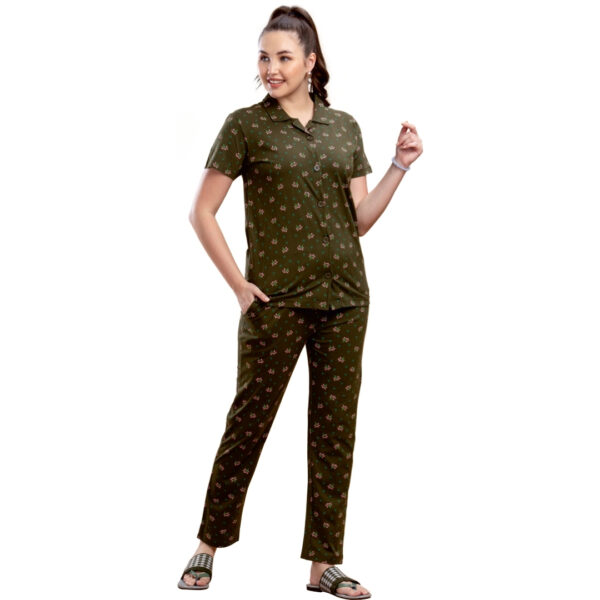 Camry Ladies Printed Collar Pant Set (Pocket) - Image 4