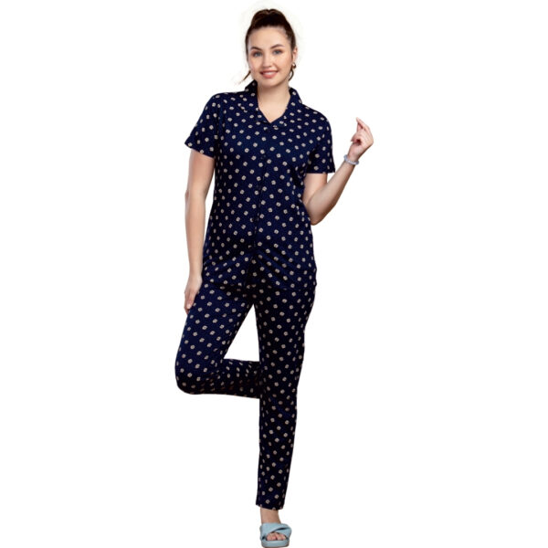 Camry Ladies Printed Collar Pant Set (Pocket) - Image 5