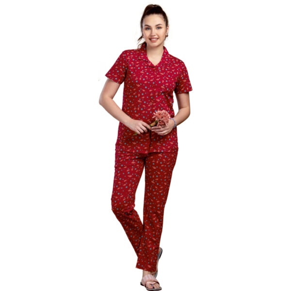 Camry Ladies Printed Collar Pant Set (Pocket) - Image 6